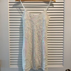 Lucy in the Sky Elegant White Sequin Dress Large